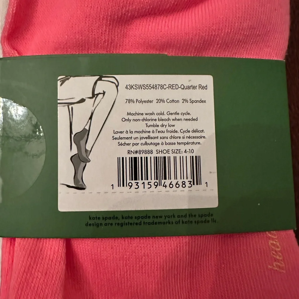 Kate Spade Socks 3 Pack Red and White Hearts NWT